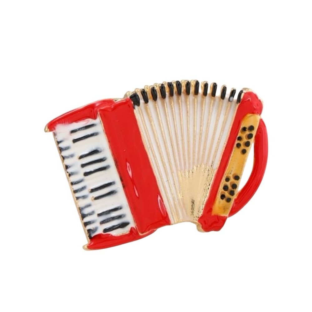 Accordion Red Brooch Coat Pin - Picture 2 of 4